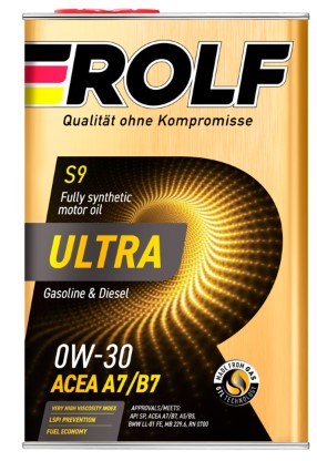 Масло моторное Rolf Ultra 0W-30 ACEA A7/B7 API SP синтетическое 4л (металл) / 0W30