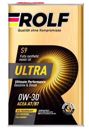 Масло моторное Rolf Ultra 0W-30 ACEA A7/B7 API SP синтетическое 1л (металл) / 0W30