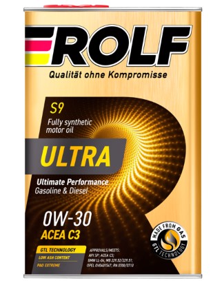 Масло моторное Rolf Ultra 0W-30 ACEA C3 API SP синтетическое 4л (металл) / 0W30