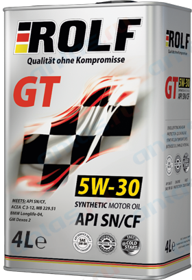 Масло моторное Rolf GT 5W-30 SN/CF ACEA C2/C3 синтетическое 4л / 5W30