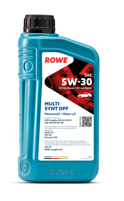 Масло моторное ROWE HIGHTEC MULTI SYNT DPF SP/CF, C3, MB 229.31, 229,51, 229.52, 5W-30 PAO+HC синтетическое 1л / 5W30