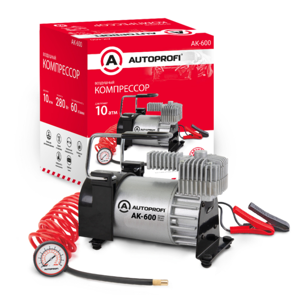 Компрессор Autoprofi 60л/мин 280 Вт с крокодилами металлический