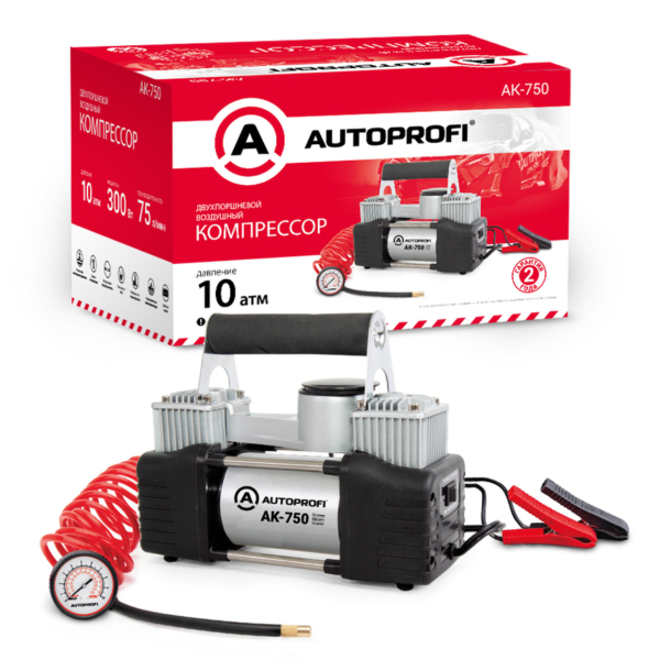 Компрессор Autoprofi 75 л/мин 300Вт с крокодилами металлический