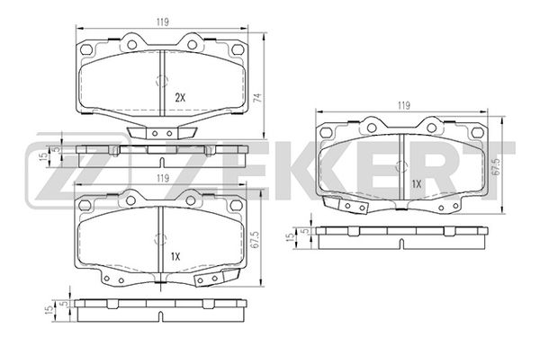 Колодки тормозные Toyota Land Cruiser (J70, 80, 90) 84-02, 4 Runner 87- передние Zekkert