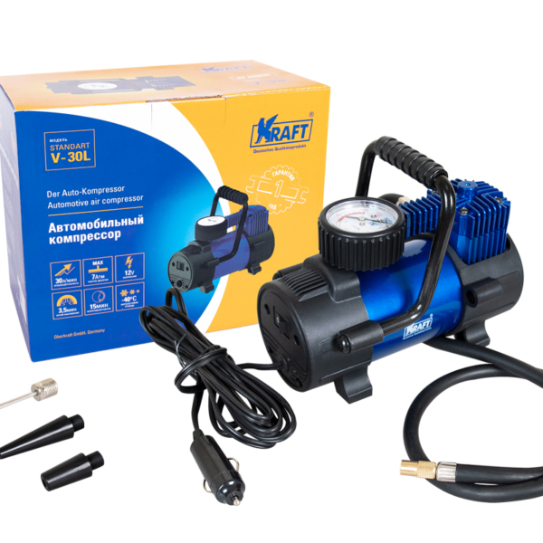 Компрессор Kraft STANDART V-30L, 3 насадки, сумка