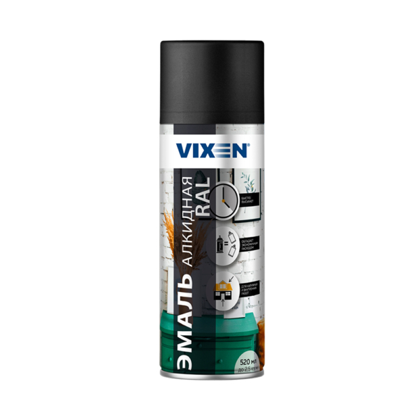 Эмаль Vixen черная 520мл матовая
