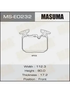 Колодки тормозные Masuma MSE0230 передние