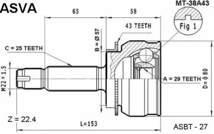 ШРУС наружный Asva MT38 29x57x25