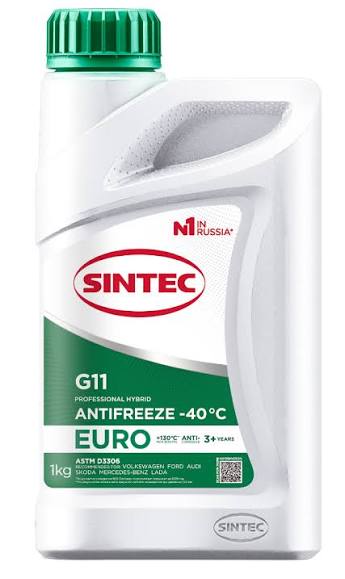 Антифриз Sintec Euro зеленый 1кг G11 QR